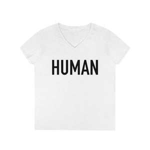 Womens Cut V-Neck Human T-Shirt For All - idearbitrage