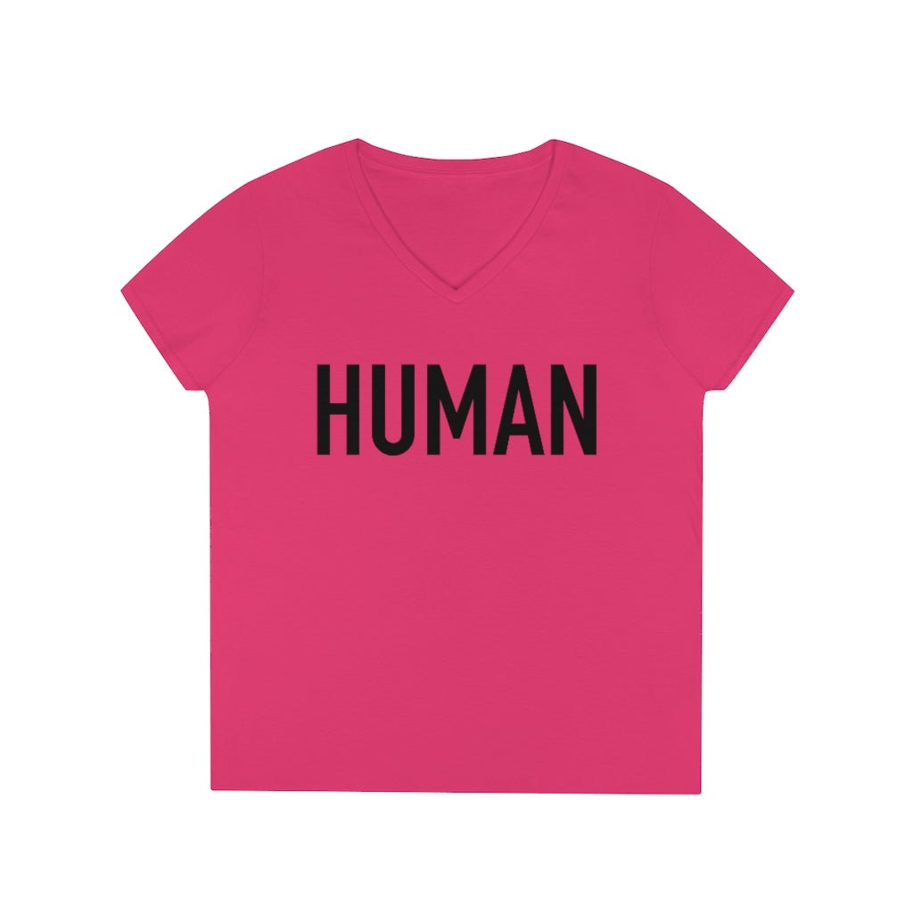 Womens Cut V-Neck Human T-Shirt For All - idearbitrage